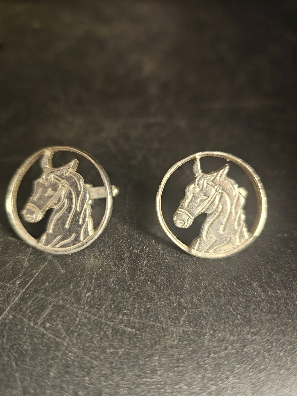 Men's Silver Horse Head Cufflinks - Equestrian Design
